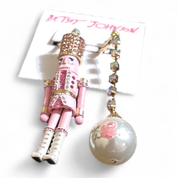 Betsey Johnson Pink Nutcracker and Ornament Mismatch Earrings - Picture 2 of 3